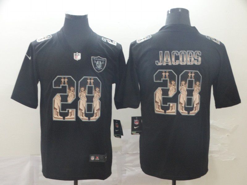 Men Oakland Raiders #28 Jacobs Black Goddess fashion Edition Nike NFL Jerseys